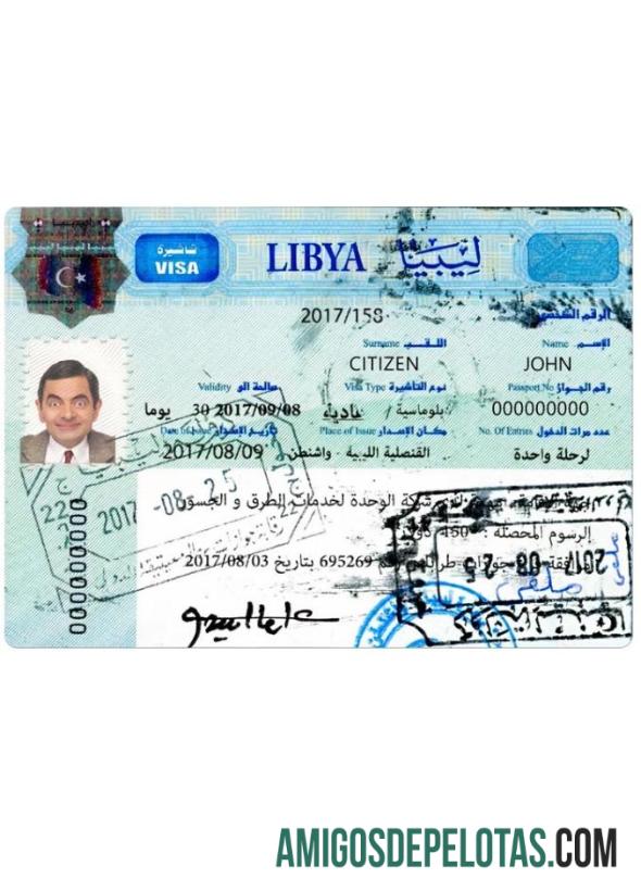 Visto de viagem para LÍBIA exemplo real